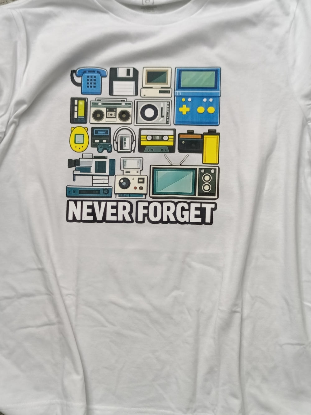 Never Forget Retro Tech Graphic Tee - White New 4XL